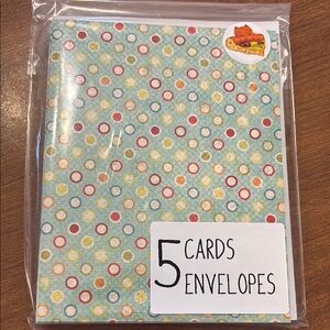 5 Colorful Polka Dot Cards with Envelopes